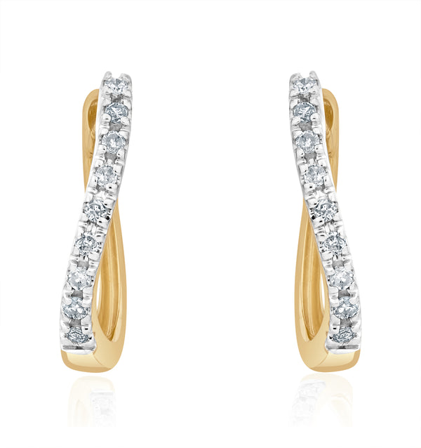 Hoop Earrings 0.11ct Diamond 9K Gold